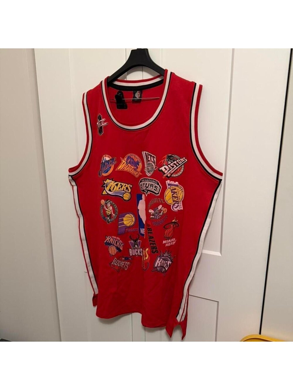 NBA Red Sleeveless Basketball Jersey with Team Logos XXXXL